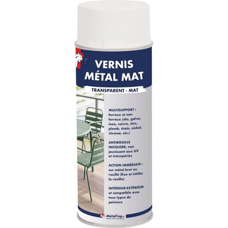 Metaltop – Vernis métal mat incolore 0.4 L – Protection durable pour métaux – Application facile au pistolet ou rouleau – Séchage rapide 1h (1/5)