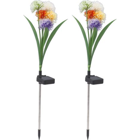 Set mit 2 dekorativen Solar-Gartenleuchten, IP65, wasserdicht, ideal für Blumen. (1/5)