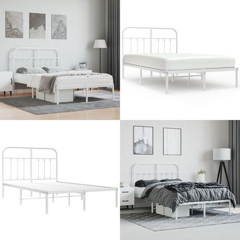 Giroletto con Testiera Metallo Bianco 120x190 cm - Letto con testiera - Letto con supporto