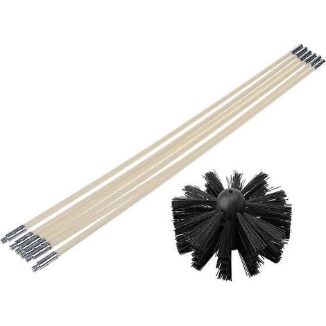 Brosse en nylon avec 6 tiges flexibles à long manche pour cheminée, bouilloire, maison (1/5)