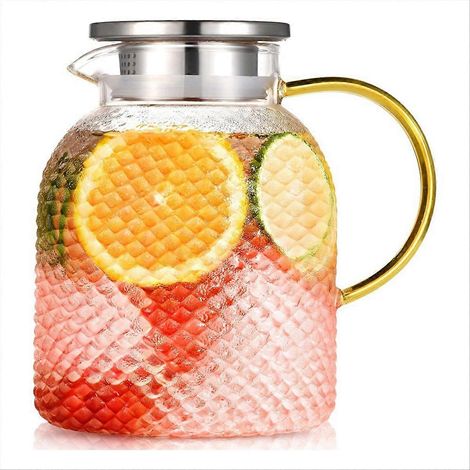 Verre Pitcher 50oz verre Pitcher avec couvercle et Spout 1 5L verre eau Pitcher Iced thé Pitcher pour Fridge Pitchers (1/5)