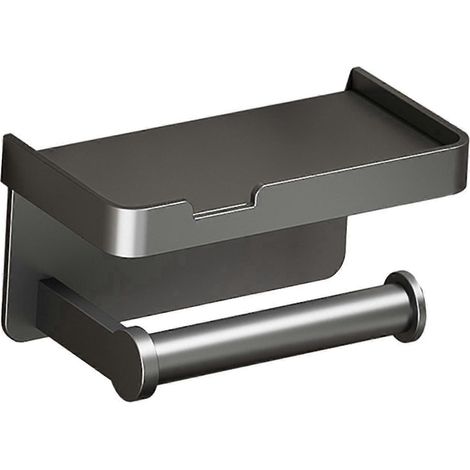 Toilettenpapierhalter mit Ablage, Wandmontage, Aluminium-Toilettenpapierhalter fürs Badezimmer, modern und stilvoll-Gray (1/5)