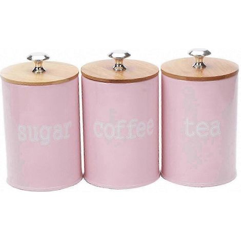 3-teiliges Set luftdichter Küchenbehälter zur Aufbewahrung von Lebensmitteln, Kaffeebohnen, Zucker und Mehl Rosa (1/5)