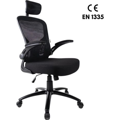 ZIK Sedia da Ufficio Certificata EN 1335 Poltrona Girevole Ergonomica Presidenziale con Poggiatesta Braccioli , Altezza Regolabile e Supporto Lombare - Nero (1/5)