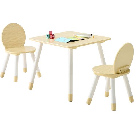 Ensemble table et chaises d'art pour enfants, avec bords arrondis, table enfant avec 2 chaises, bureau en bois pour activités artistiques, bricolage, lecture et dessin, pour classe, garderie (1/5)