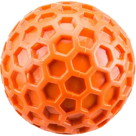 Balle en caoutchouc indestructible pour chien, jouet à mâcher interactif pour mâcheurs agressifs, balle au miel couineuse (orange) (1/5)