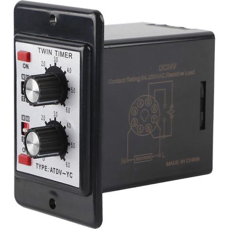 Ein-/Ausschalter mit Doppeltimer-Relais und Drehknopfsteuerung ATDV-YC 6S-60M (DC 24V)