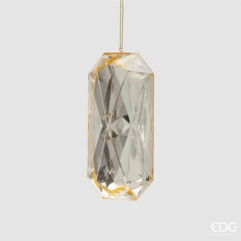 EDG Enzo De Gasperi Decoro Diamante Rettangolare di Natale da Appendere H 14,5 Cm L 7 Cm L 5,5 Cm Pp Champagne