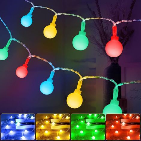 Guirlande Lumineuse Globe 6 Mètres 40 LED avec 2 Modes – Monochrome et Multicolore pour Décoration Intérieure, Noël, Mariage, Anniversaire (1/4)