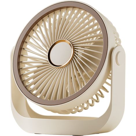 Mini ventilador de escritorio silencioso recargable con 5 velocidades y soporte de pared para dormitorio, cocina y camping. (1/5)