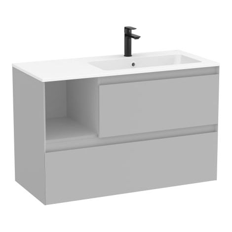 CONJUNTO MUEBLE TENUE 1000 2 CAJONES + LAVABO DERECHA STONEX PERLA