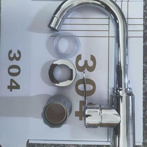 Kitchen splash-proof faucet, hot and cold water combined, suitable for washing sinks, vegetable basins, and dishwashers - swivel faucet with electroplated small bend.