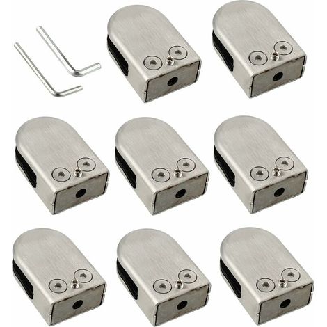 Pince De Verre 8 PCS 10-12mm En Acier Inoxydable 304 Clip En Verre Pince Support Dos Plat Finition Chromig pour Balustrade (1/5)