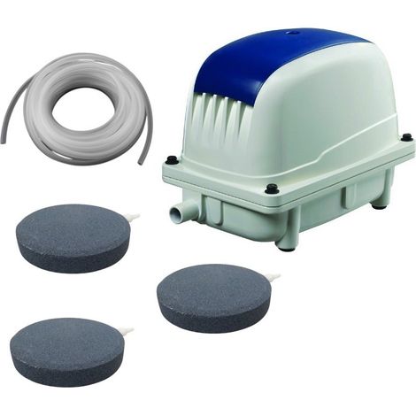 Set Aérateur Bassin Pompe à air 2700 l/h 3 diffuseurs 10 cm SILENCIEUX. Pour 5000 litres environ (1/5)
