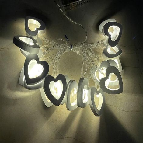 Guirlande Lumineuse En Forme De Cœur - 10 Ampoules LED - Boîtier Piles AA - Étanche IP44 - Pour Décoration Intérieure Et Extérieure - 1 Pièce (1/4)