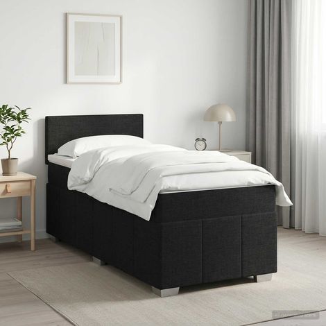 vidaXL Lit boxspring avec matelas Noir 90 x 190 cm Tissu (1/5)