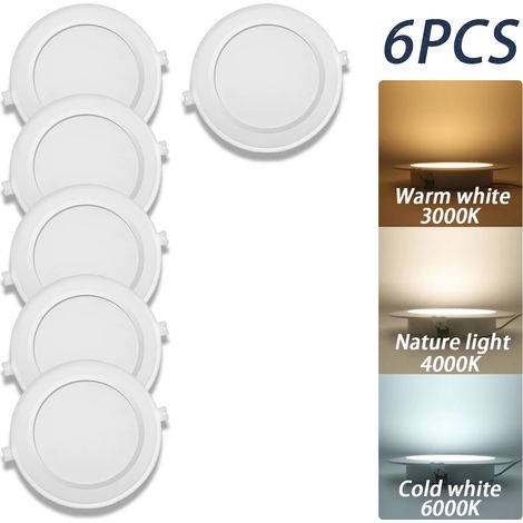 Lampes de croissance pour plantes (Lot de 6 spots LED ronds encastrés, lumière naturelle 4000K, 14W) - Éclairage intérieur blanc chaud pour la maison (1/5)