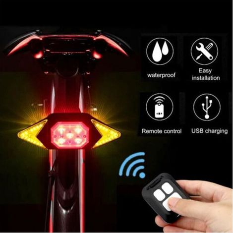Clignotants de feu arrière de vélo - Télécommande sans fil - Rechargeable - 5 modes - USB - Rouge (1/4)