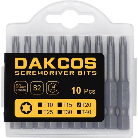 Bits T20 Torx lang S2 50 mm 10 Stück T20-Bit Box (1/4)