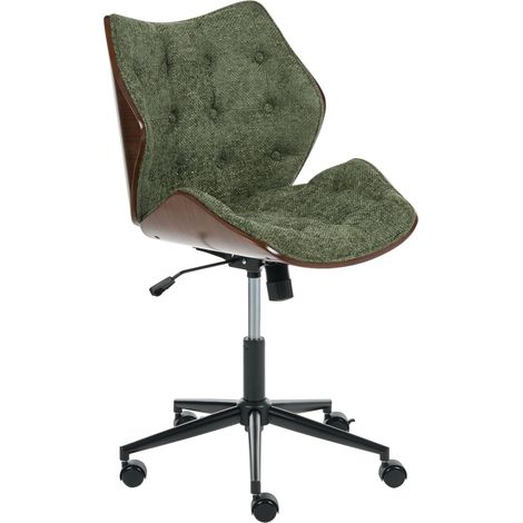 Office Chair Dark Brown and Green Chenille Seat Adjustable Swivel Function Metal Legs Stylish Office Furniture LOMPOC (1/5)