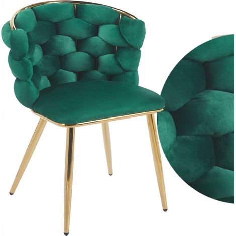Sedia intrecciata in velluto VERDE su STRUTTURA DORATA K47-FX (G) Furnitex (1/5)