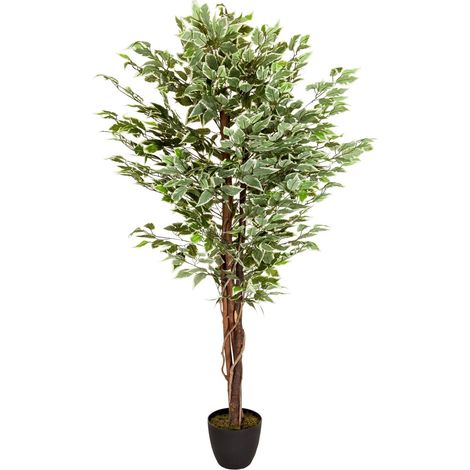 Kunstpflanze / Kunstbaum FICUS Kunststoff grün hjh OFFICE (1/5)