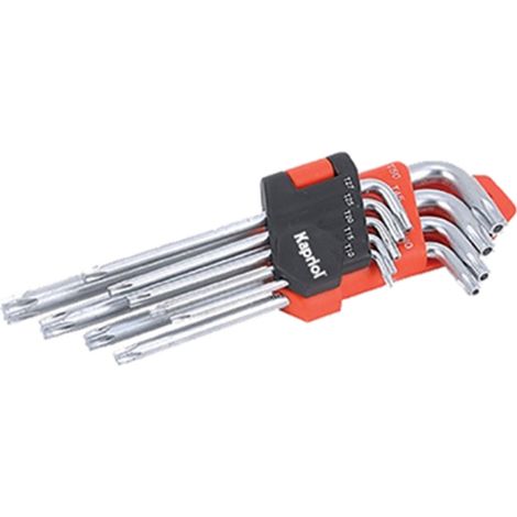 SET CHIAVI TORX FRANCESI 9 PZ T10-T50 mm CON FORO FORATE Cr-V KAPRIOL