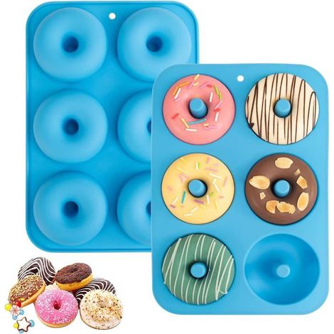 Ecleanfy - Moules à beignets en silicone, pour 6 beignets, lot de 2. Compatibles lave-vaisselle et résistants à la chaleur (bleus). (1/5)