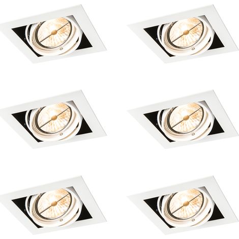 Set of 6 Recessed Spotlights White AR111 Adjustable - Oneon (1/4)