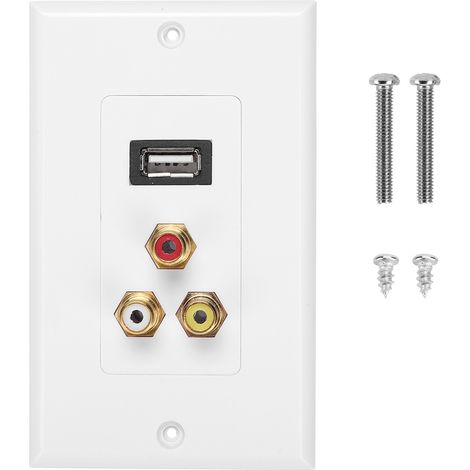 Plaque murale multifonction USB 2.0 et 3 RCA pour bureau, norme américaine (1/5)