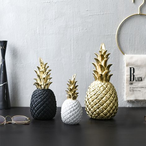 Décoration intérieure ananas doré L, style scandinave minimaliste, ornement de maison moderne en métal doré (1/4)