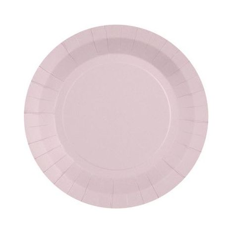 20 assiettes rondes en carton biodégradable, 22,5 cm, rose clair, usage festif et événementiel