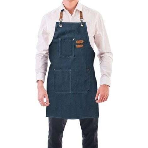 NALOOKAMIC (Bleu Marine)Tablier Cuisine Homme Tabliers en Toile avec 3 Poches Imperméable et Réglable Apron pour Barbecue, Restaurant,Jardin, Charpentier,78 x 68cm (1/4)