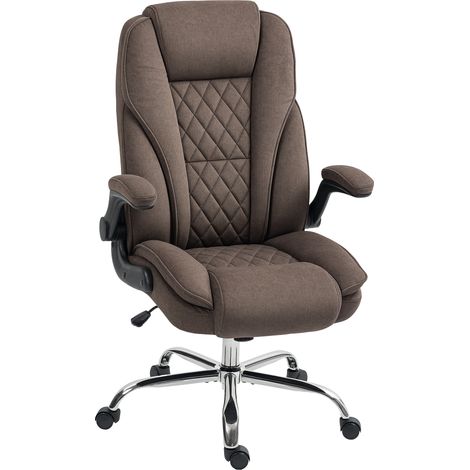 Ergonomischer Bürostuhl, drehbarer Arbeitsstuhl, verstellbare Armlehnen, variable Höhe, 70x70x114-122 cm, braune Farbe.