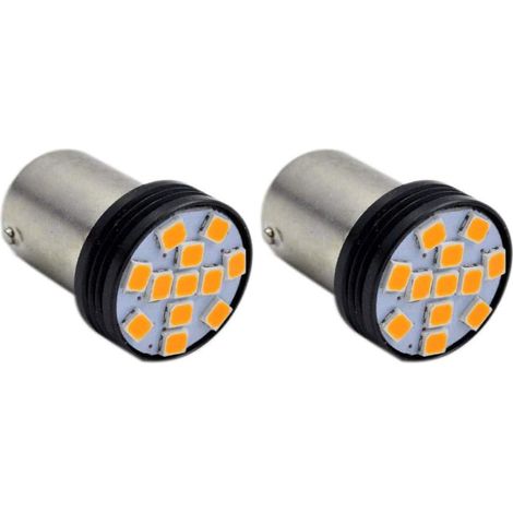 Lot de 2 ampoules LED 1156 7506 BA15S P21W Base 2835 12SMD Chipset 12 V LED Ampoule de rechange pour feux de marche arrière, clignotants et feux arrière, jaune ambre
