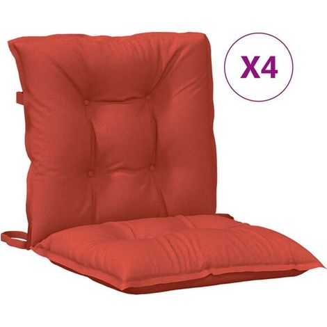 Un ensemble de 4 coussins pour chaise à dossier bas, en tissu mélangé rouge. (1/5)