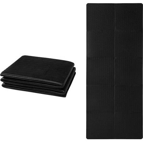 Tapis de yoga pliable antidérapant, tapis d'exercice portable pliable léger, tapis de gymnastique Pilates sport voyage, tapis de yoga 183 x 61 x 0,6 noir black (1/5)