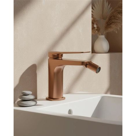 Miscelatore bidet senza scarico in ottone oro rosa spazzolato Momo (1/4)
