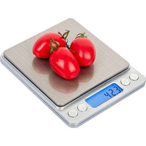 Bilancia da cucina elettronica ad alta precisione 3000 g/1 g con display LCD retroilluminato, 6 unità di misura e funzione tara, in acciaio inossidabile, digitale intelligente, bilancia multifunzional (1/4)
