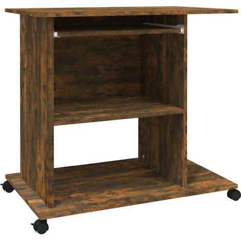 Maison Exclusive - Scrivania per Computer Rovere Fumo 80x50x75cm Legno Multistrato (1/5)