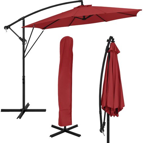 ML-Design Ampelschirm Ø 300 cm, Rot, Alu Sonnenschirm mit Kurbel, Gartenschirm UV50+ Sonnenschutz & wasserabweisend, Marktschirm 360° drehbar & neigbar, Terrassenschirm mit Abdeckung & Ständer (1/5)