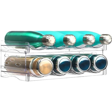 Range Bouteille Casier à Bouteilles,Range Bouteille vin,Rangement Bouteille Porte-canette Transparent pour Gourde Paille,Gourde avec Paille,Bouteille deau,Gourde Enfant - 2 Niveaux