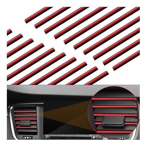 (Red)20pcs 19.5cm Car Air Vent Grille Strip, Car Decorative Strips Car Interior Accessory Decoration for Car Air Conditioning Vent Outlet Grilles (1/5)