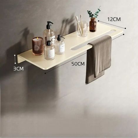 (B-50cm) Porte-serviettes en aluminium pour salle de bain, plateau de rangement (1/5)