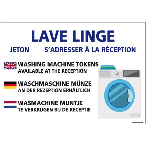 PANNEAU JETON LAVE LINGE (H0330) - Plastique PVC 1,5 mm - 210 x 150 mm