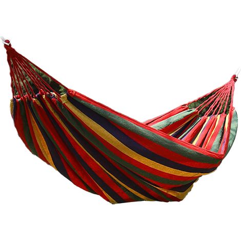 Hamac Jardin Polyester Coton 190x80cm Rouge Anti-bascule Portable Confortable Résistant Intérieur Extérieur jusqu'à 200kg (1/5)