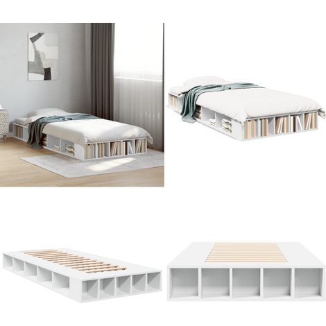 Cadre de lit sans matelas blanc 90x190 cm - Cadre De Lit - Lit Simple - Lit Blanc - Meuble Chambre - Literie - Home & Living (1/5)