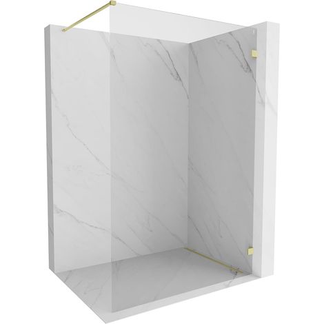 Mexen Lunar pared de ducha Walk-in derecha 50 x 200 cm, transparente 8 mm, oro cepillado - 830-050-000-55-00-P (1/5)