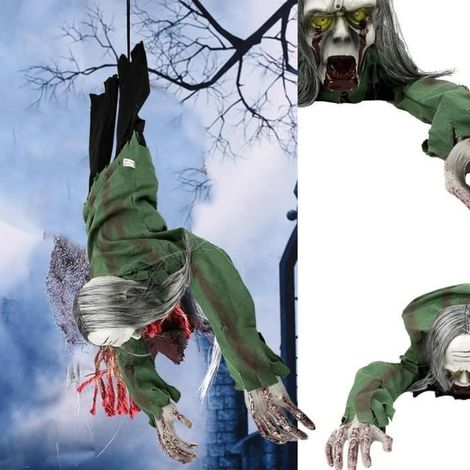 (Comme indiqué sur limage)Fantôme rampant électrique - Halloween - Décoration extérieure - 110 cm - Tissu et Plastique - Mixte (1/4)