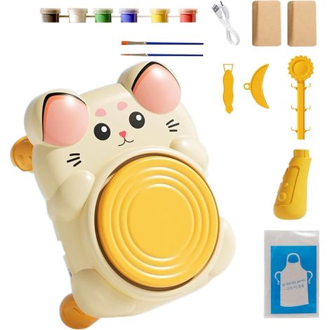 Tour de Poterie Miniature - Set de Poterie à la Maison,Outil Interactif D'Artisanat pour École À La Maison Cours d'art Activités De Groupe (1/5)